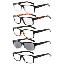 Eyekepper 5-Pack Spring Hinges Vintage Reading Glasses Men Includes Sunshine Readers