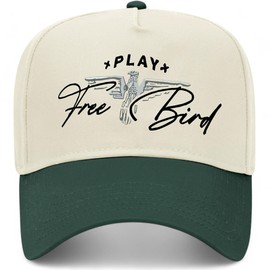 Free Bird Vintage Trucker Hat | Premium Snapback Hat for Men & Women (US, Alpha, One Size, Dark Green/Natural)
