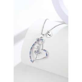Ballerina Necklaces Gifts for Girls Ballet Dancer Necklaces for Teens Little Girls Heart Initial Dance Necklace Jewelry GiftsWomen (L)