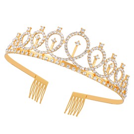 Princess Crown Tiara Women Elegant Rhinestone Headband Metal Crystal Comb Hair Hoop Party Bling Princess Headpiece Accessories for Costume Cosplay Birthday Prom Girls Role-Playing