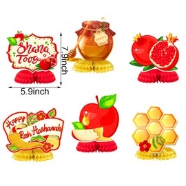 Rosh Hashanah Honeycomb Centerpiece Decoration Table Toppers Jewish New Year Shana Tova Party Supplies Favors Honeycomb Table Centerpieces- 6 Count