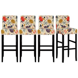 Lellen Bar Stool Chair Covers Set of 4，Jacquard Bar Stool Cover Barstool Covers Slipcovers Stretch Bar Stool Covers with Backs Bar Stool Protector Covers for Kitchen Dining Room Counter Island