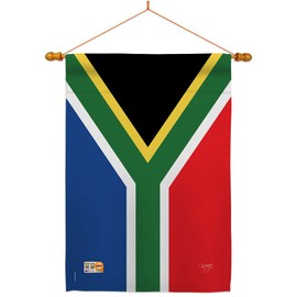 Breeze Decor HS108208-BO-03 South Africa World Nationality Decorative Vertical House Flag Set, 28"x 40" w/Flagpole, Multi-Color