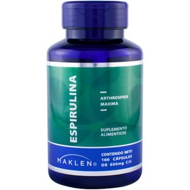 Pure Spirulina | Espirulina Pura | 160 Cápsulas de 600mg | Spirulina Superfood Natural Premium Antioxidante para la Energia y Vitalidad | Maklen