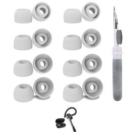 Vykyntow 8 Pairs Replacement Silicone Ear Buds Tips Compatible with Orancu, Jabra, FEDIKER, Rodxegu, JIYINGDUO, CCA, HyperX, FIMITECH, Thunelec, Fits in Case, with 3-in-1 Cleaner Kit, XS/S/M/L