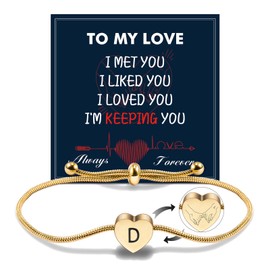FANCIBAND Valentines Day Gift For Her 18k Gold Bracelets For Women Snake Chain 26 Letters Heart Charm Bracelet Jewelry For Women Girls Christmas Birthday Anniversary D