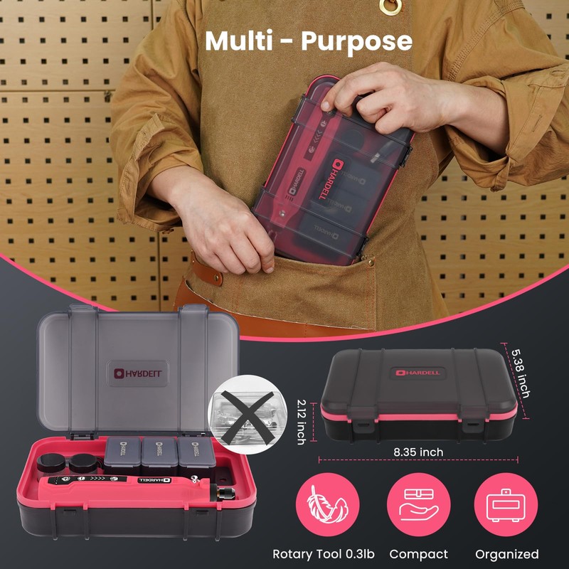 HARDELL Mini Cordless Rotary Tool, 5-Speed 3.7V Rechargeable Rotary Tool