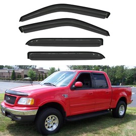 Kucaruce 94949 Out-Channel Tape On Side Wind Deflector,Dark Smoke Sun Rain Guards,Nice Window Visors fit for Ford F-150 2001-2003 Crew(SuperCrew) cab Pickup,2002-2003 Lincoln Blackwood