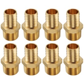 sourcing map 4pcs Brass Barbed Fitting 1" NPT Male to 1" Hose ID for Home Brew Pipe Fitting Direct Thread Tower Connector Durable Construction