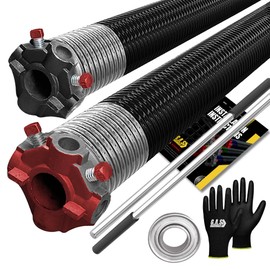 Garage Door Torsion Spring 218x1.75x33 Includes 1” Steel Bearing, Non-Slip Gloves, and Winding Bars for Left and Right Side of Garage Door Precision E-Coating 5-Year Warranty Min. 30,000 Cycles (Pair)