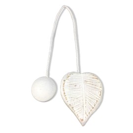 Tex Family Magnetic Wooden Curtain Holdbacks for Curtains White Leaf