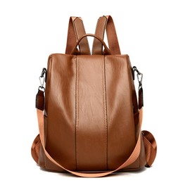 MEIWENMI Women's Bag Backpack Handbag Women Small Anti-Theft Backpack PU Leather Casual Travel Backpack Weekender 55203, brown