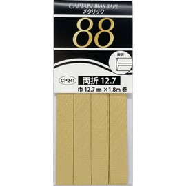 Captain CP241 Metallic Bias Tape 0.5 inch (12.7 mm) Width x 5.9 ft (1.8 m) Roll #11 Gold
