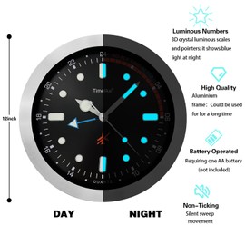 Metal Quartz Wall Clock,12 Inch Luminous Modern Silent Non-ticking Wall Clocks with Thermometer Measures Temperature Humidity for Kitchen,Living Room Bedrooms Office (luminous)