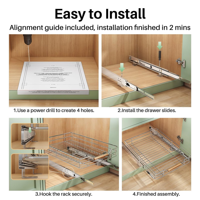 Pull out Cabinet Organizer, Heavy Duty Sliding Drawers for Cabinets,