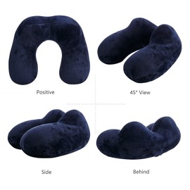 MOCOCITO Set of 2 travel pillows, inflatable/neck pillow, ergonomic, inflatable, washable pillow, neck pillow, ideal for travel by car, plane, train, office (blue + grey)