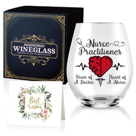 AGMDESIGN Nurse Practitioner Funny Wine Glass with Gift Box, Graduation Gifts for Woman, Gifts For Nurses, Thanksgiving Christmas Birthday Gifts for Doctors Nurse Nursing Assistant RN PT PN