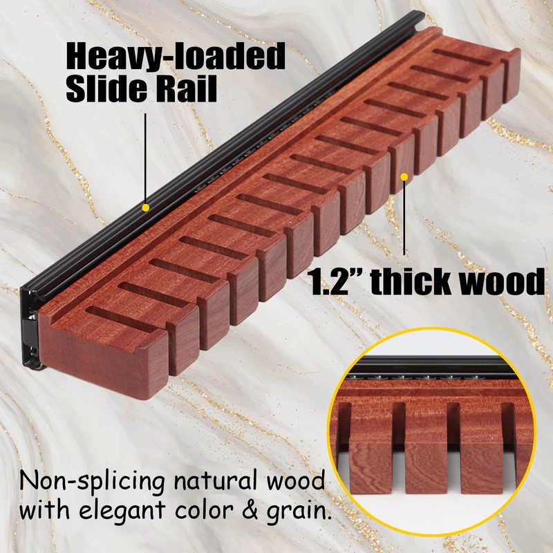HeywoodCabin Premium Walnut Wood Belt Organizer with Sliding System -