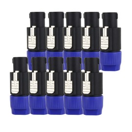 HBU 10 PCS 4 Pole Speakon Connectors - Pack of 10 Pro DJ PA Speak-On Connector with Twist Lock - 4 Conductor Audio Adapter Replacement - Compatible NL4FC, NL4FX, NLT4X, NL2FC, NL2FX