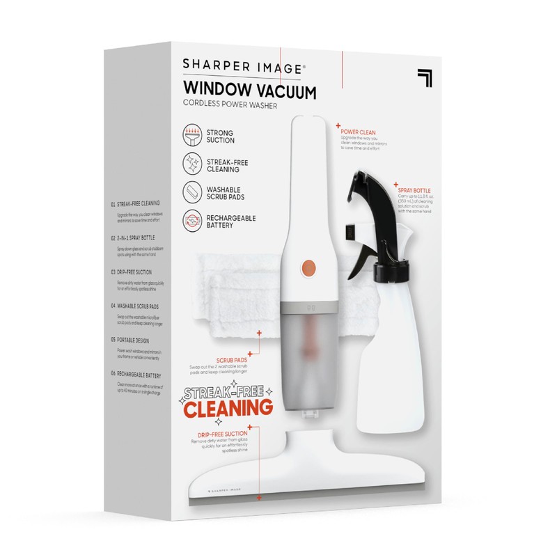 Sharper Image® 2-in-1 Window Vacuum Cleaner Kit – Cordless Squeegee,