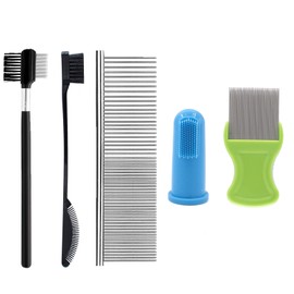 Tear Stain Remover Combs for Pets - Stainless Steel Eye Brush Tools, Durable Flea and Lice Removing Set with Teeth Grooming, 5 Types for Dogs, Cats, Puppies