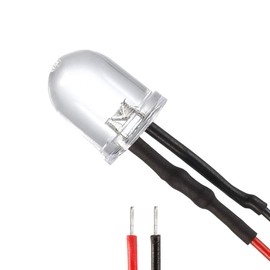 uxcell 10Pcs 10mm Pre Wired LED, White DC12V Clear Lens, Light Emitting Diodes