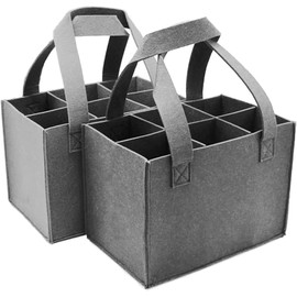 Notcilgias Bottle Bag, Bottle Basket with Separate, Men's Handbag Also for 1.5 Litre Bottles, Bottle Bag Made of Felt, gray, Pocket organiser