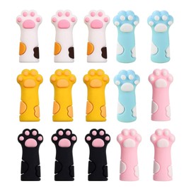 Pencil Cap, Cat Paw Design, Pencil Extender, Cute, Shockproof, Injury Reduction, Student Supplies, Gift, 15 Pieces, 5 Colors