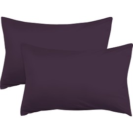 R&Z Plain Dyed Luxury Polycotton Housewife New 2 x Pillow Cases (Plum)