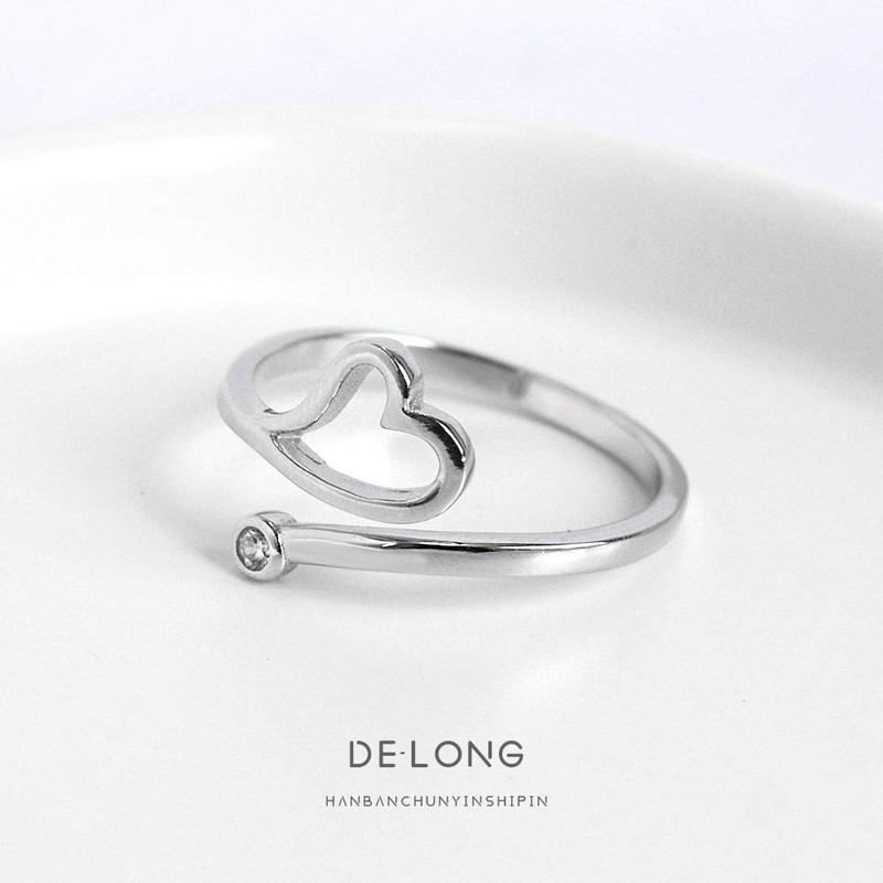 Deelfe Women's Ring, One Size Fits Most, Silver Ring, Heart
