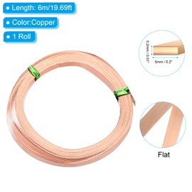 PATIKIL Flat Copper Wire, 2 Rolls 32Gauge/0.2x5mm 6m/19.69ft Bendable Flat Craft Wire for Jewelry DIY Making Earring Beading Garden Plants, Copper