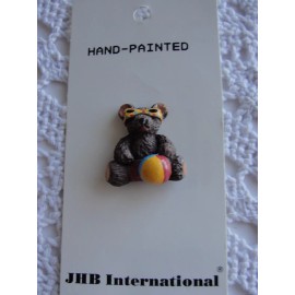 Vintage JHB Buttons Beach Bear Sunglasses Beach Ball Yellow Red NOS 7/8"  MR