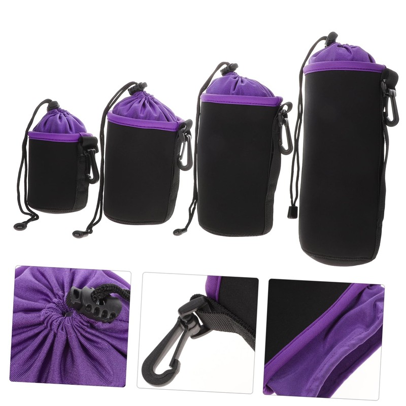 SHINEOFI 4pcs Camera Lens Bags Thickened Drawstring Storage Pouches for