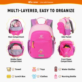 SKYSPER Toddler Backpack for Boys Girls Kids Travel Backpack Preschool Kindergarten Travel Daypack(Pink)