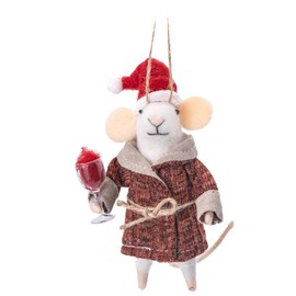 Sass & Belle Festive Tipple Mouse Felt Decoration