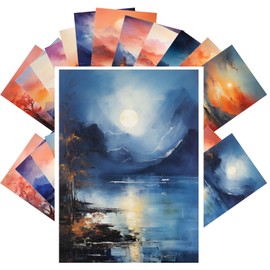 PIXILUV Vintage Postcards (24pcs 4"x6") Serene Dusk and Dawn: A Collection of Tranquil Landscapes Capturing the Poetic Beauty of Twilight Hues