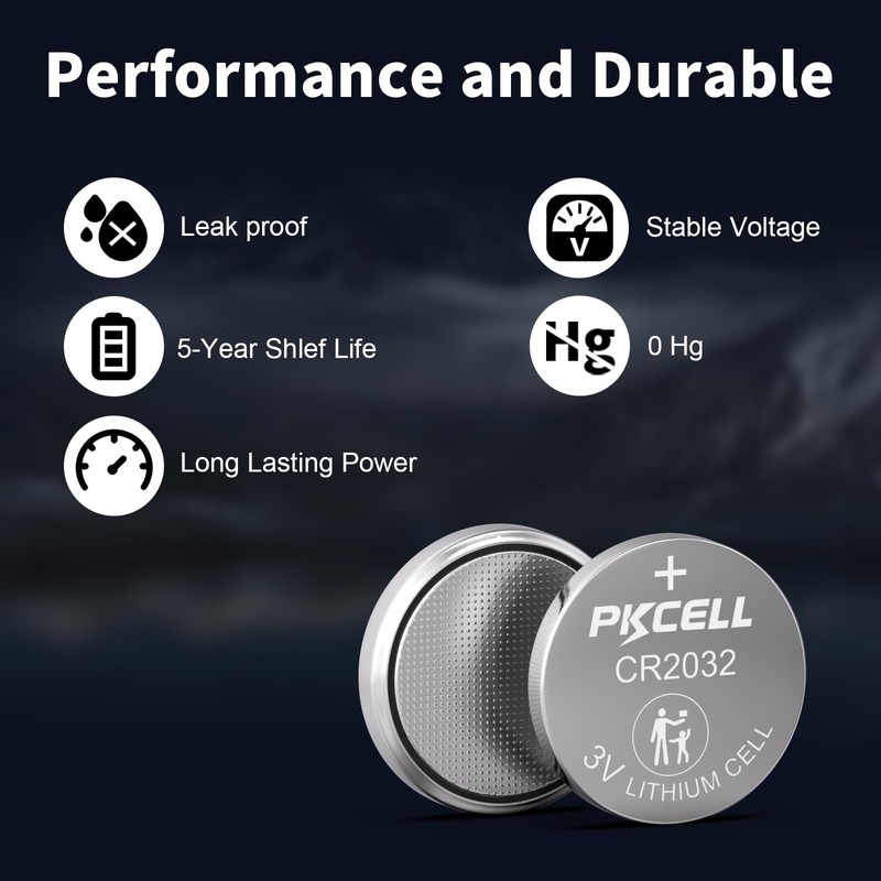 PKCELL 20Pcs CR2032 Batteries DL2032 CR2032 Lithium 3V Coin Battery