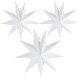 3 Pieces 3D 12" Large Paper Star Hanging Star White Paper Star Decorations for Weddings, Christmas Holiday, Girls Bedroom Decor,Birthday Party Celebration Home Decoration