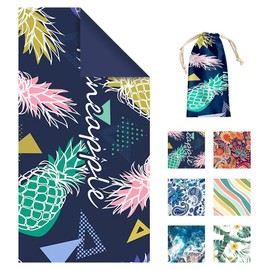 Miss Rui Microfiber Quick Dry Beach Towel, Extra Large 180x80cm Pool Towel with Carry Bag Fast Absorbent Lightweight Sand Free Travel Towel for Bath Swim Camping