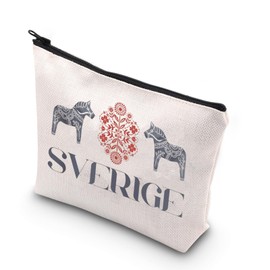 WCGXKO Swedish Dala Horse Souvenir Cosmetic Bag Swedish Mom Gift Sweden Travel Makeup Bag Gift For Sweden Lovers (SVERIGE Horse)