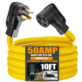 Tellegloww 10FT NEMA 6-50P to 14-50R EV Charger Adapter Cord, 50 Amp Welder to 50 Amp EV for Level 2 Charging, 3 Prong Male to 4 Prong Female Power Cord, STW 8 AWG/4C, ETL Listed