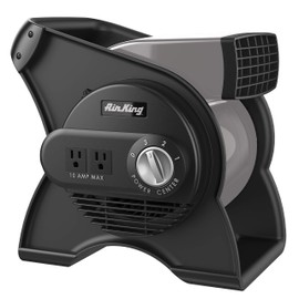 Air King Commercial Grade Pivoting Utility Fan, for Cooling, Ventilating, Exhausting and Drying at Home, Job Site, Work Shop, Construction, 3 Speeds, 11.25", Black, 9550