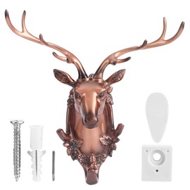Fdit Stylish Animal Shape Bathroom Wall Towel Hanging Hook Coat Hat Keys Hanger Deer Head Shape Home Decoration(Antique Copper)