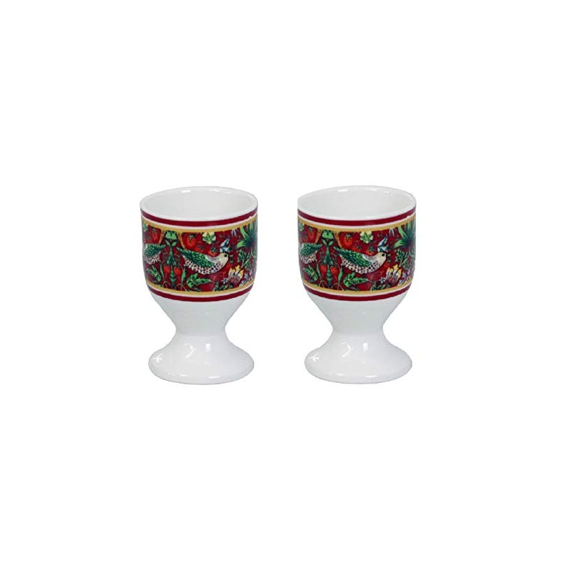 William Morris Red Strawberry Thief Boiled Egg Cups Stand Holder