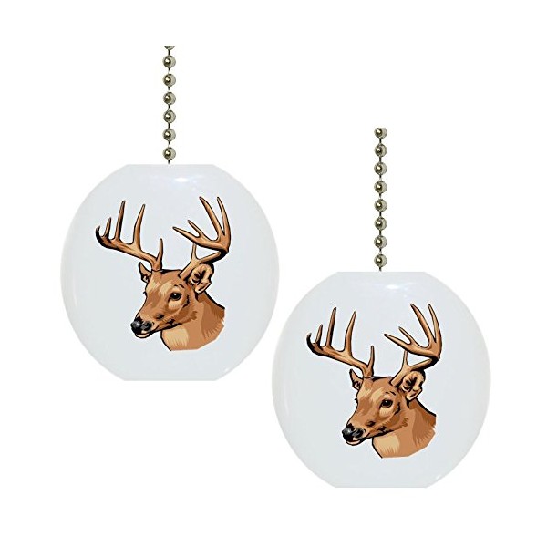 Set of 2 Deer Buck Wildlife Solid Ceramic Fan Pulls