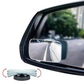KopKop Suction Cup Mounting Blind Spot Mirror,HD Lens Frameless Convex Rear View Mirror Provides Wide Angle View,Design for Car Side Mirror,Universal Used for Cars SUV and Trucks (Square, Black)