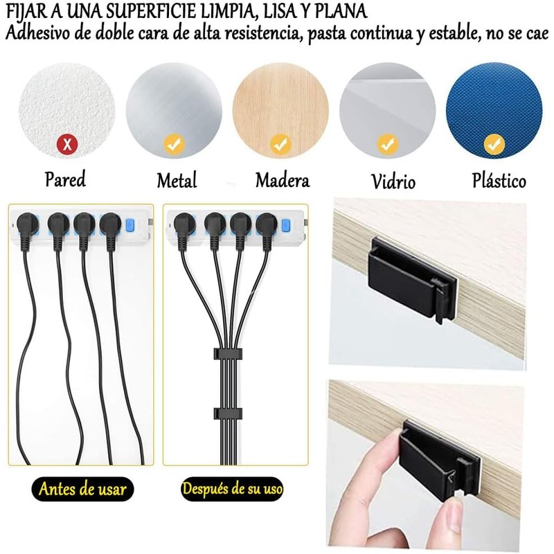 Lumbor37 Clips Organizador de Cables Autoadhesivo, 50 Piezas Clips Adhesivos