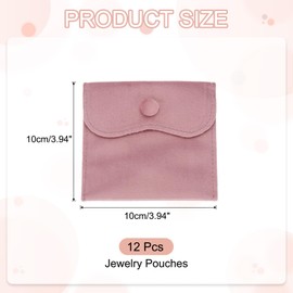PATIKIL 4x4 Inch Velvet Jewelry Pouches, 12 Pcs Jewelry Packaging Gift Bags with Snap Button for Bracelet Necklace Rings Watch, Pink