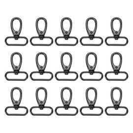 sourcing map 15Pcs Swivel Clasps, 1.5 Inch Oval Ring Lobster Clasp Claw Metal Push Gate Snap Hooks for Purse Making Keychain Belt Strap, Gray Black