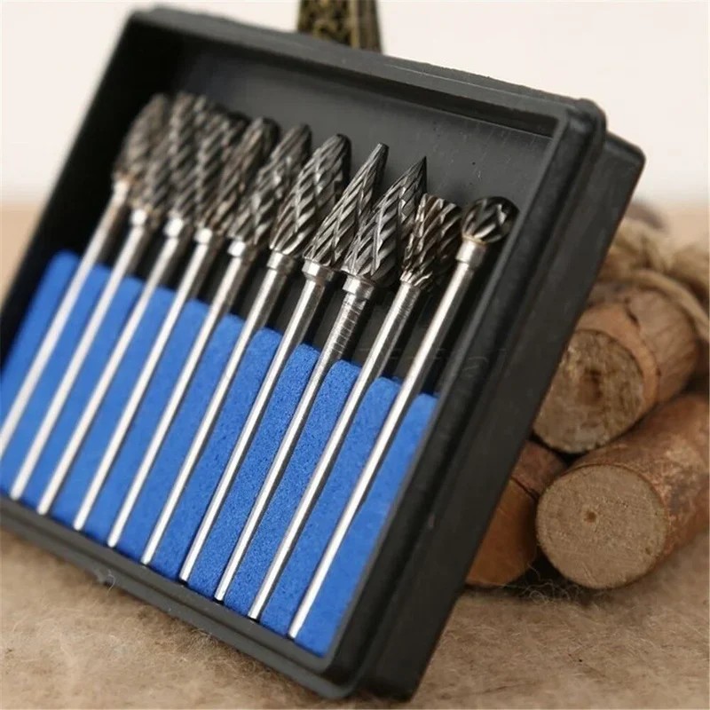 Toolzia 10-Piece Tungsten Carbide Rotary Burr Set